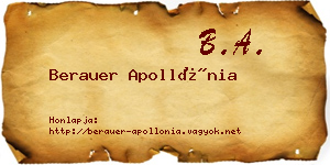 Berauer Apollónia névjegykártya